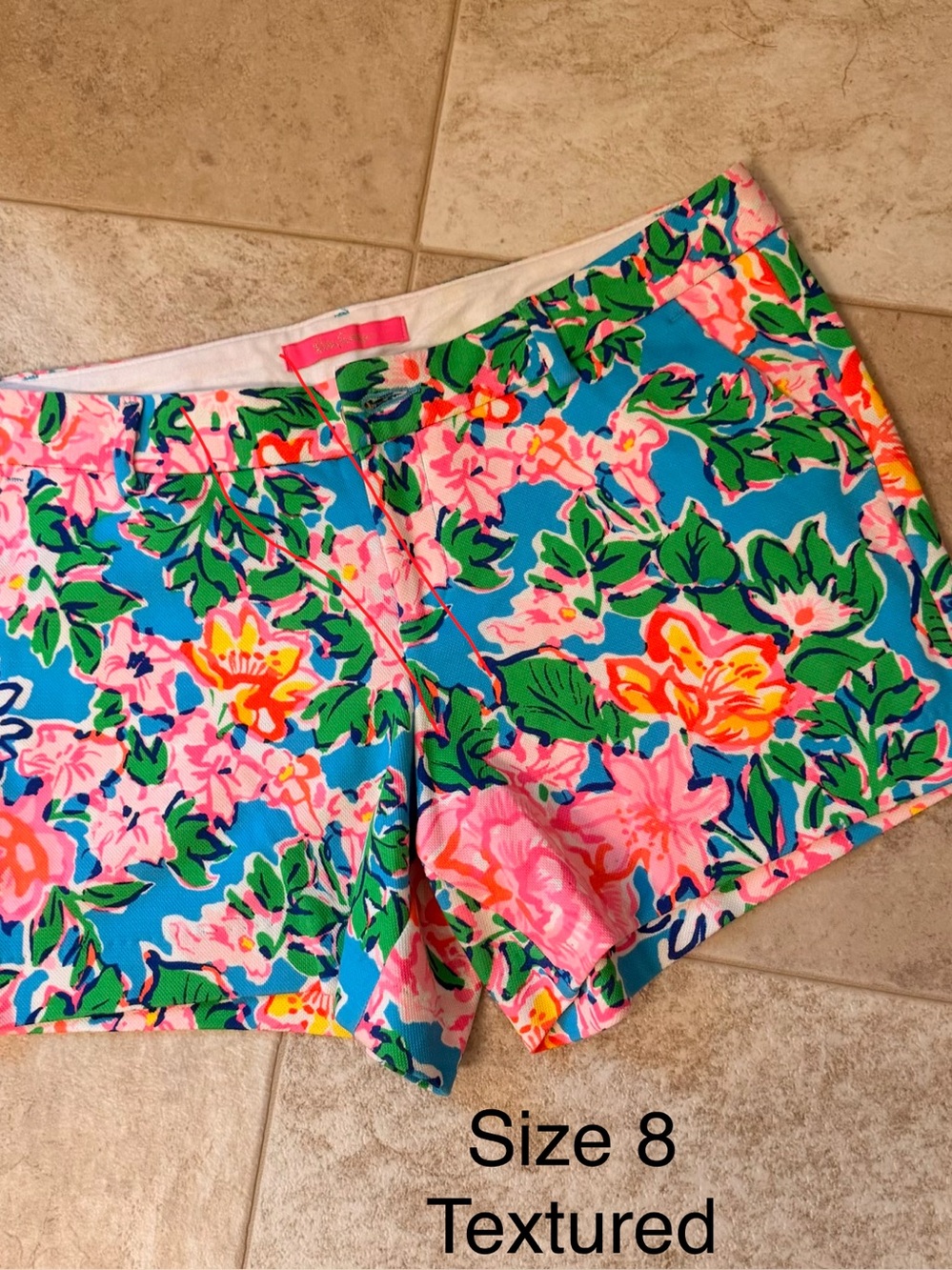 Lilly Pulitzer Textured Floral Shorts in Bright Pink & Blue Size 8